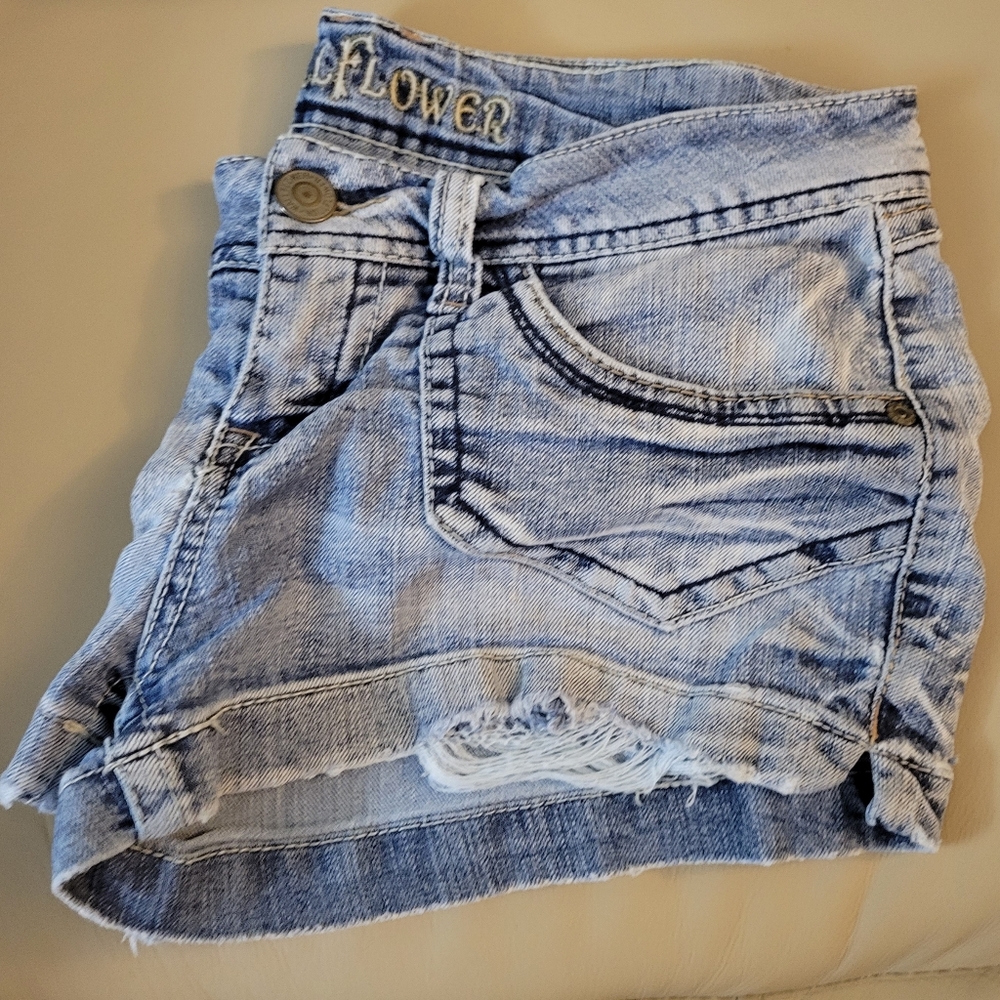 Wallflower light blue denim jean short shorts